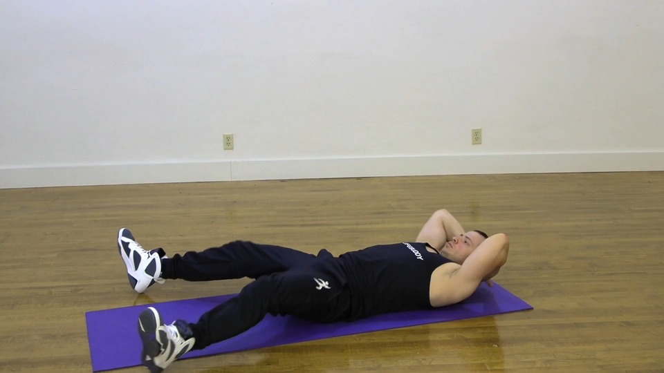Ab Crunch Knees Up Into Ab Dive Legs Down exercise demo