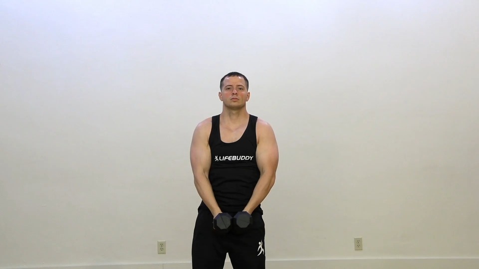 Close Grip Hammer Curl Into Close Grip Shoulder Press exercise demo