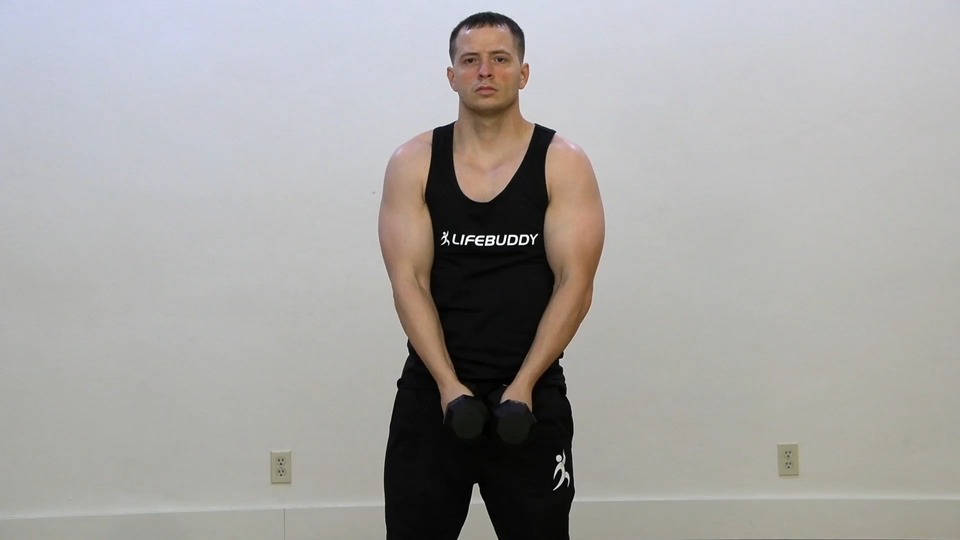 Close Grip Hammer Curl Into Front Extension exercise demo