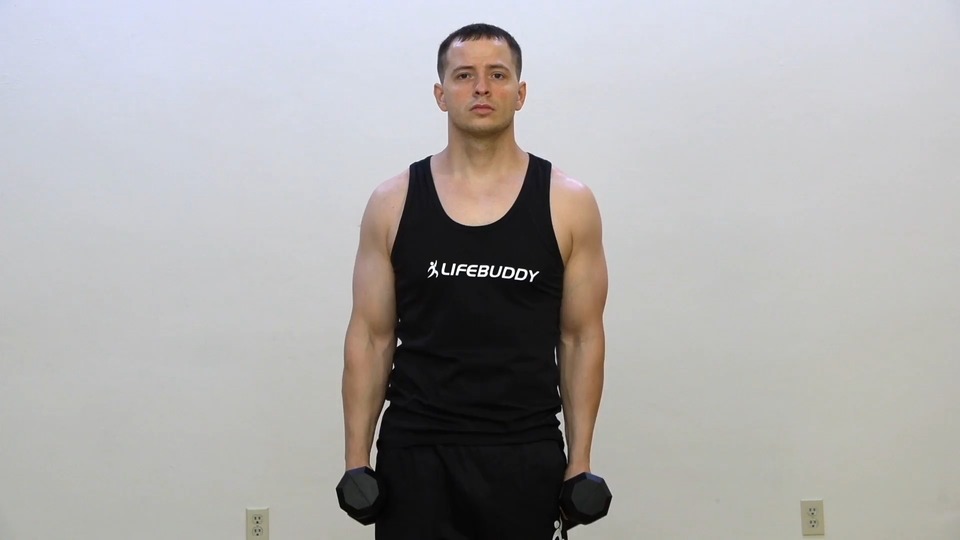 Double Hammer Curl Into Double Lateral Raise exercise demo