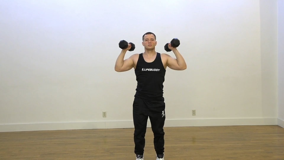 Double Squat Into Shoulder Press exercise demo