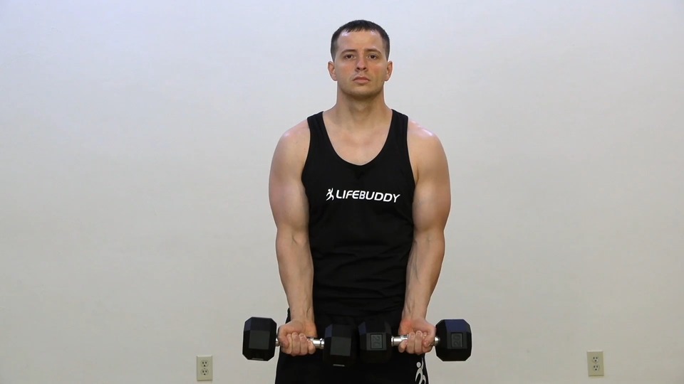 Double Straight Curl Into Double Shrug exercise demo