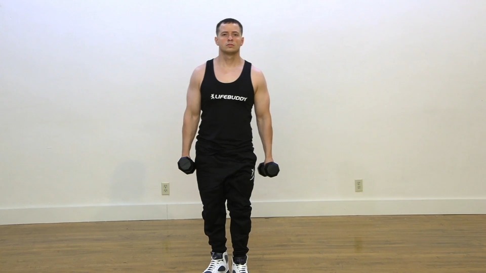 Front Lunge Into Hammer Curl exercise demo