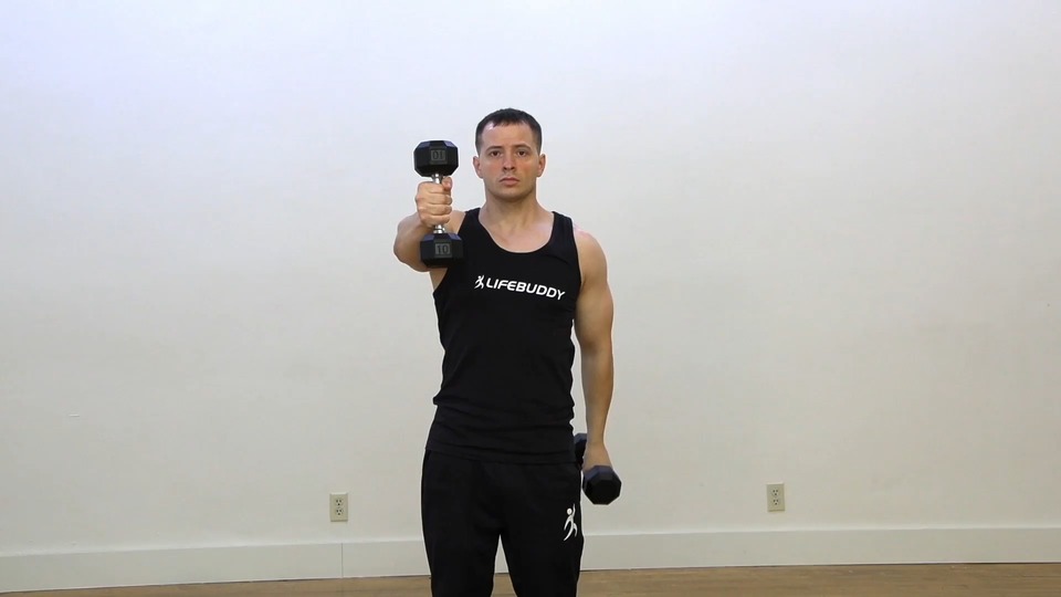 Hammer Front Raise Alternating Hold exercise demo