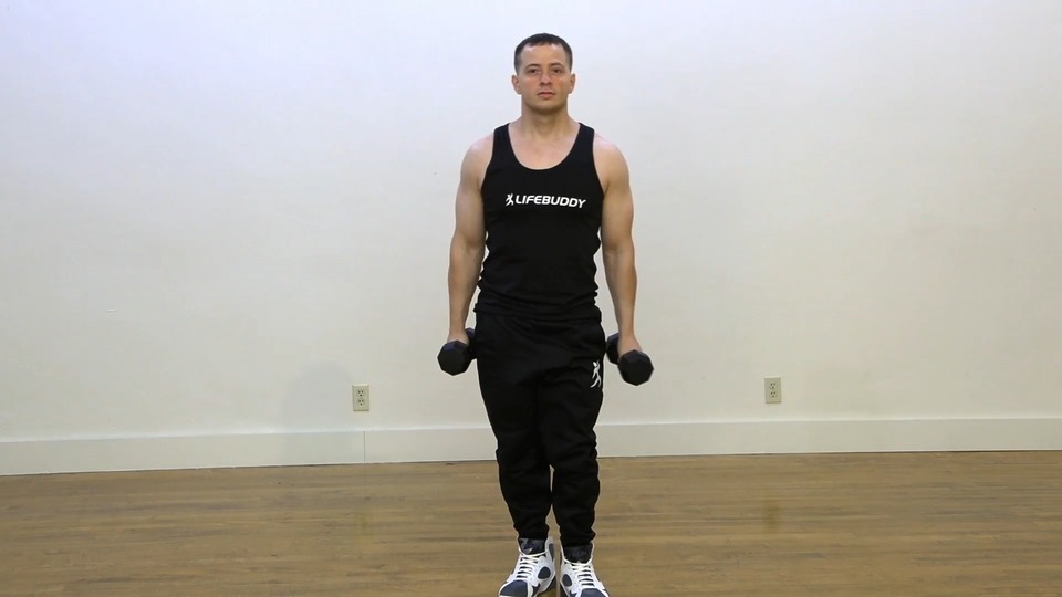 Lunge With Hammer Front Raise exercise demo