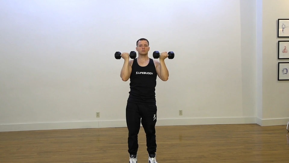 Reverse Shoulder Press & Squat exercise demo
