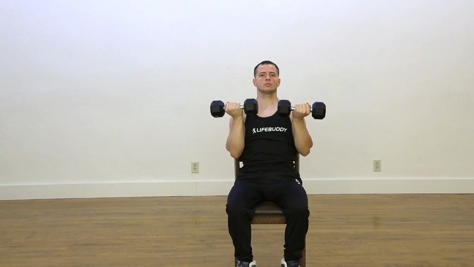 Seated Reverse Shoulder Press Into Shoulder Press exercise demo