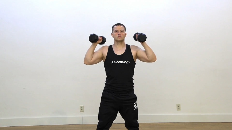Shoulder Press Into Squat exercise demo