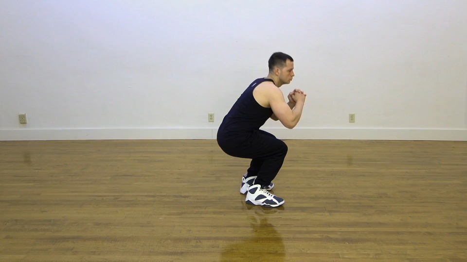 Sides & Front Squat Hop exercise demo
