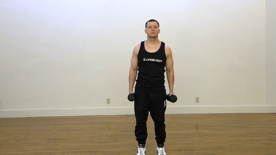 Single Hammer Front Raise Into Squat exercise demo