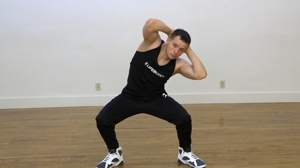 Squatting Side Crunch exercise demo