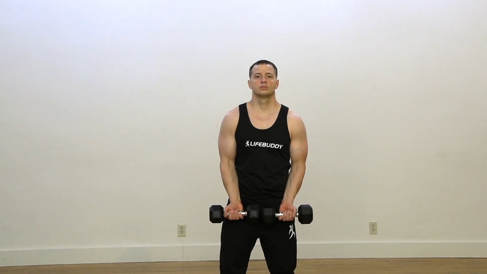 Straight Curl Into Reverse Shoulder Press exercise demo