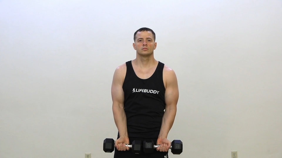 Straight Curl Into Side Raise exercise demo